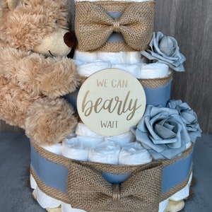 Teddy Bear Diaper Cake Baby Shower Gift Baby Boy Gift Baby Shower ...