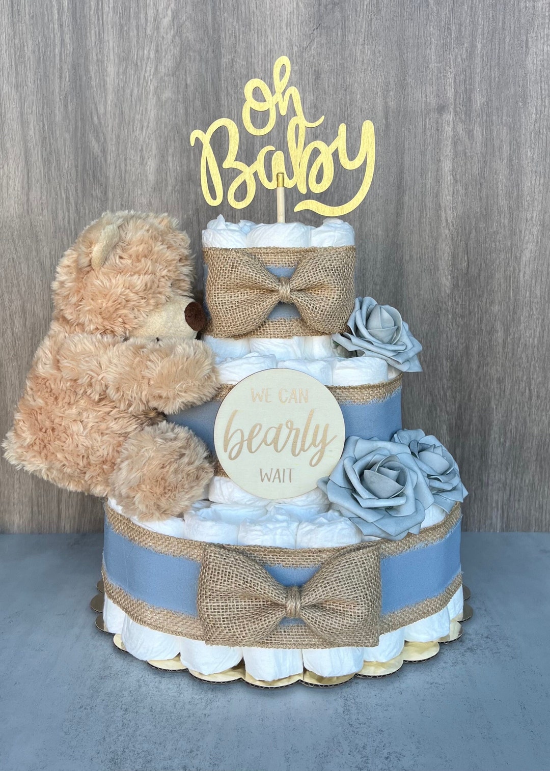 Teddy Bear Diaper Cake Baby Shower Gift Baby Boy Gift Baby Shower ...