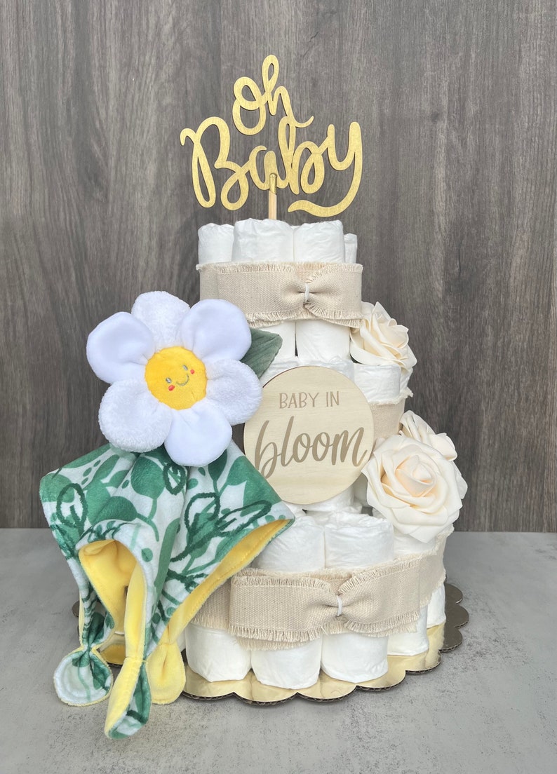 Daisy Diaper Cake Baby Shower Gift Gender Neutral Gift Baby Shower ...