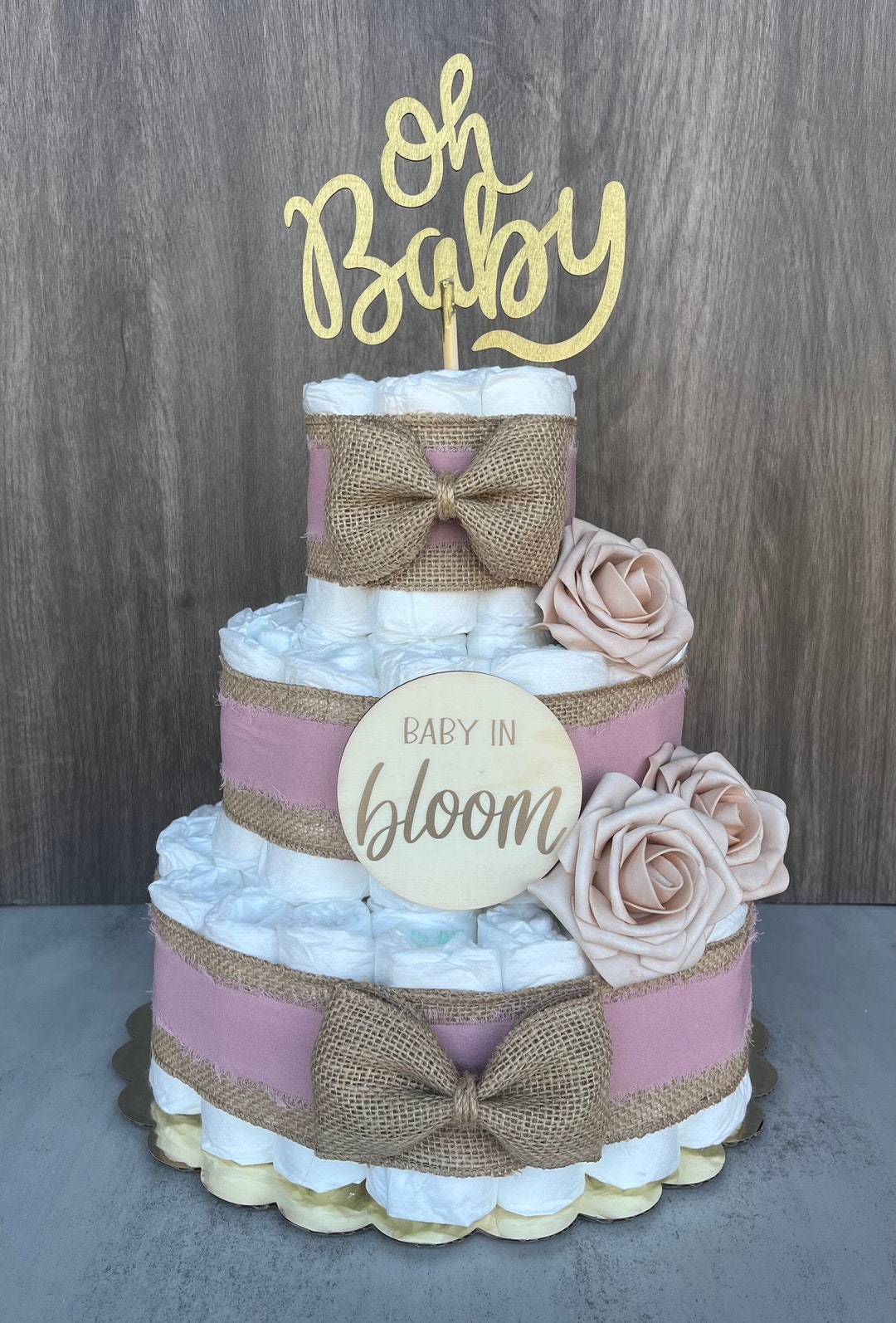 Baby in Bloom Diaper Cake Baby Shower Gift Baby Girl Gift Baby - Etsy