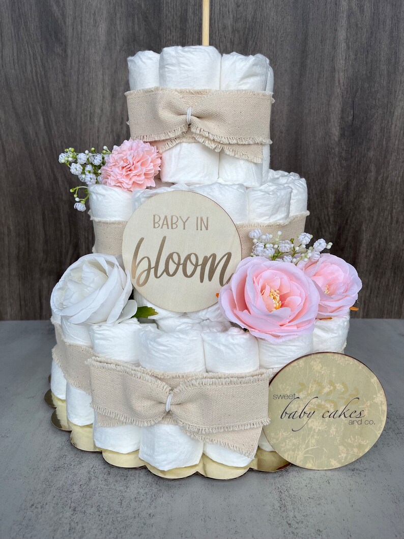 Baby in Bloom Diaper Cake Baby Shower Gift Baby Girl Gift Baby Shower ...