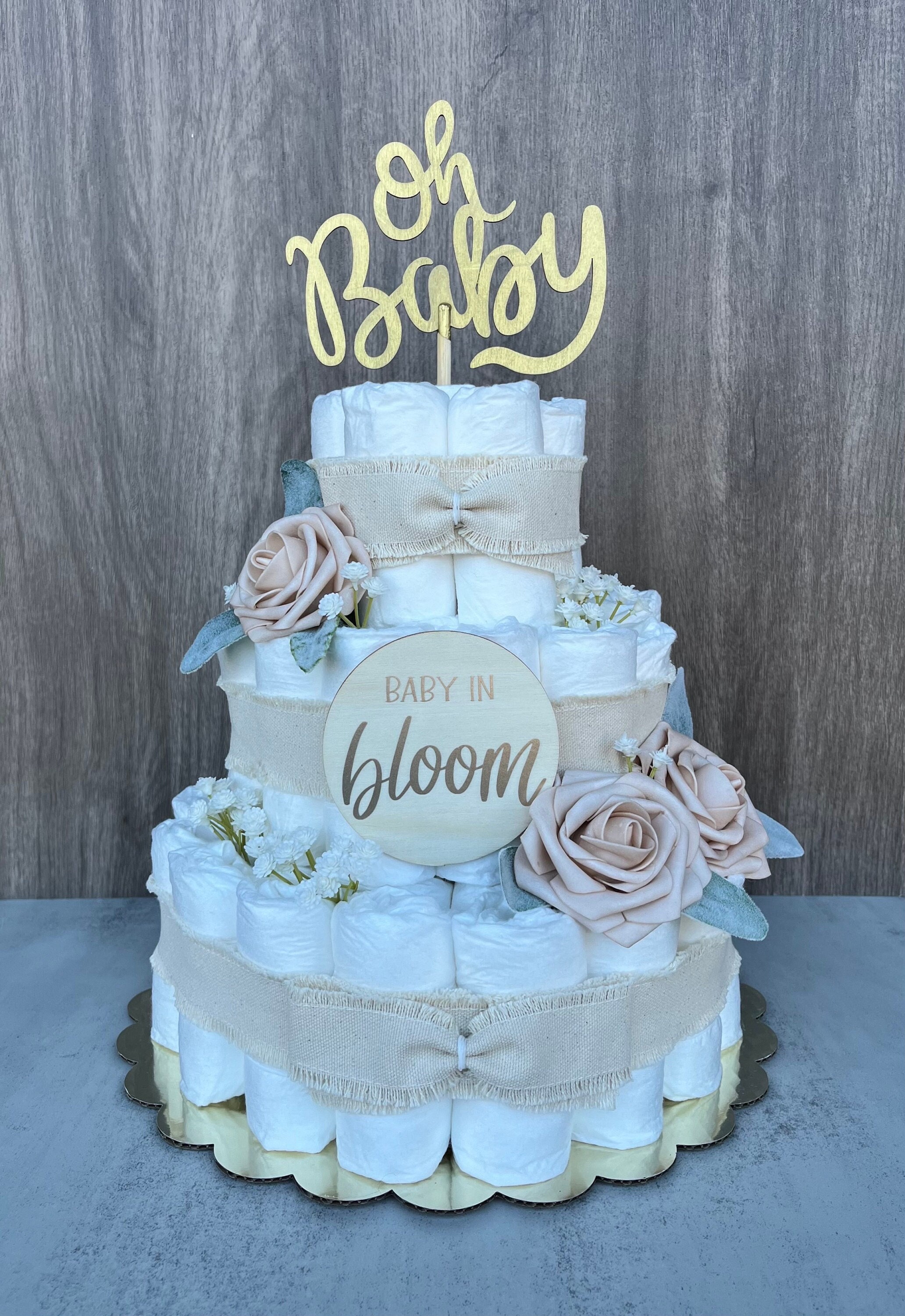 Baby in Bloom Diaper Cake Baby Shower Gift Baby Girl Gift Baby Shower ...