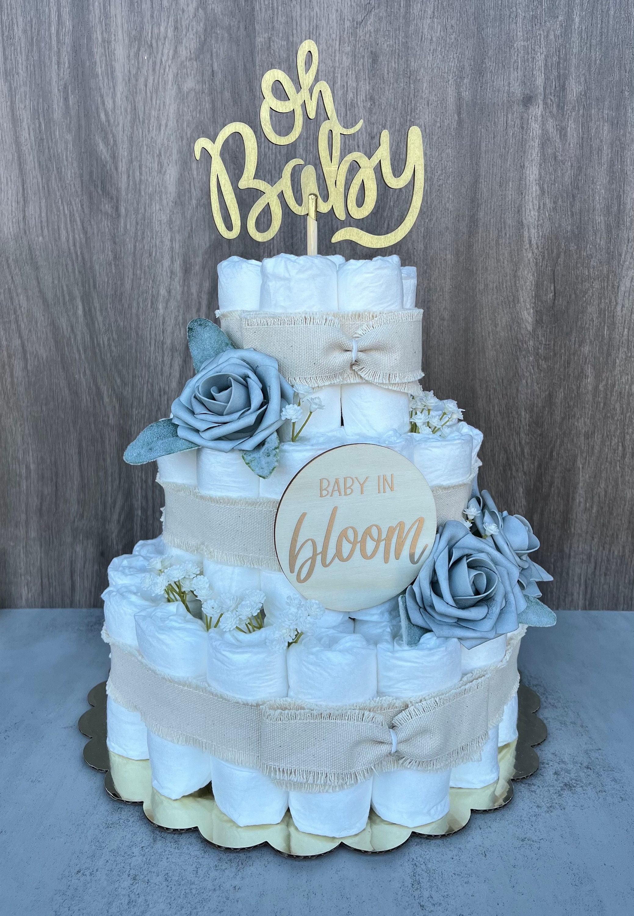 Baby in Bloom Diaper Cake Baby Shower Gift Baby Boy Gift Baby Shower ...