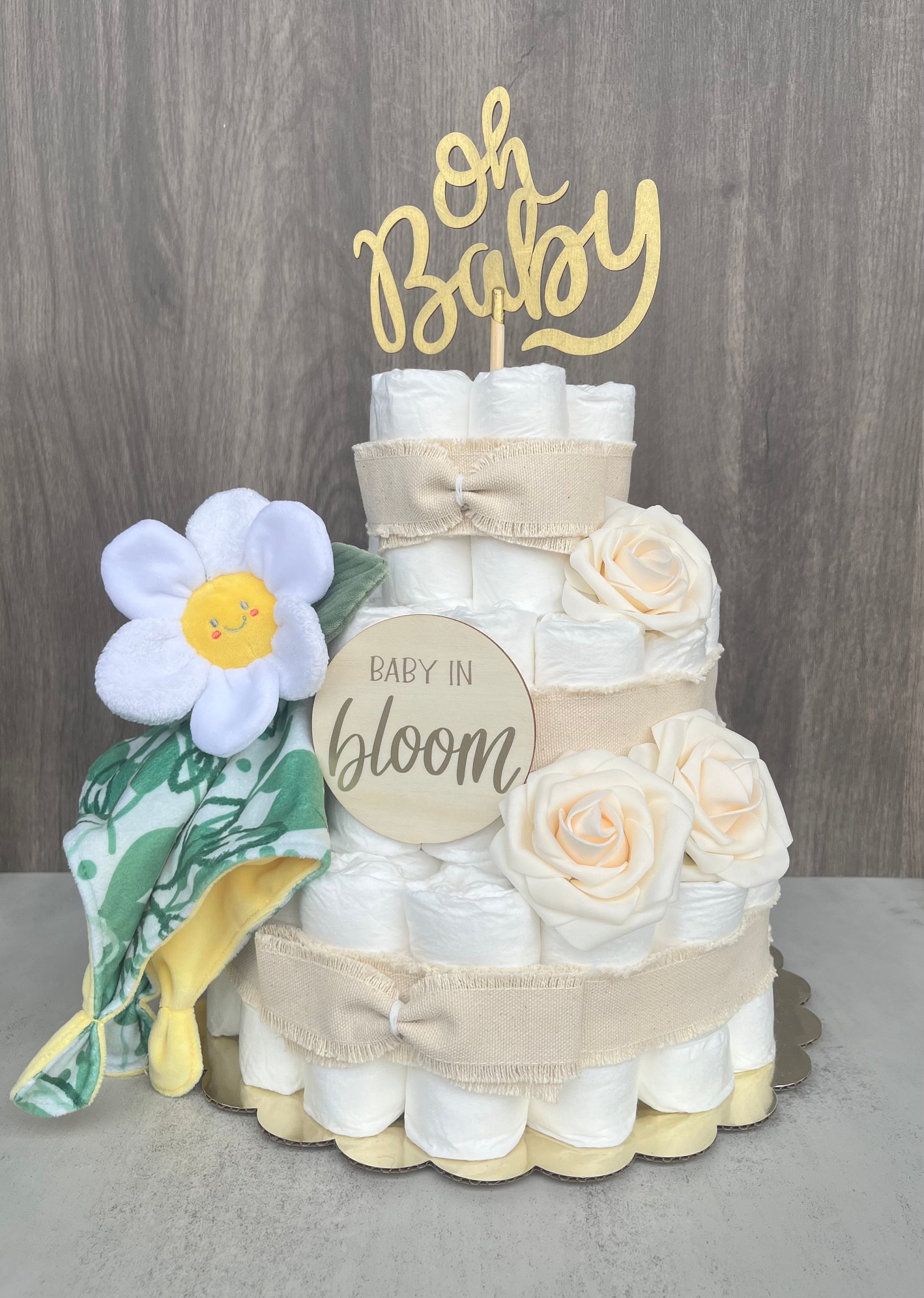 Daisy Diaper Cake Baby Shower Gift Gender Neutral Gift Baby Shower ...
