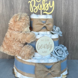 Teddy Bear Diaper Cake Baby Shower Gift Baby Boy Gift Baby Shower ...