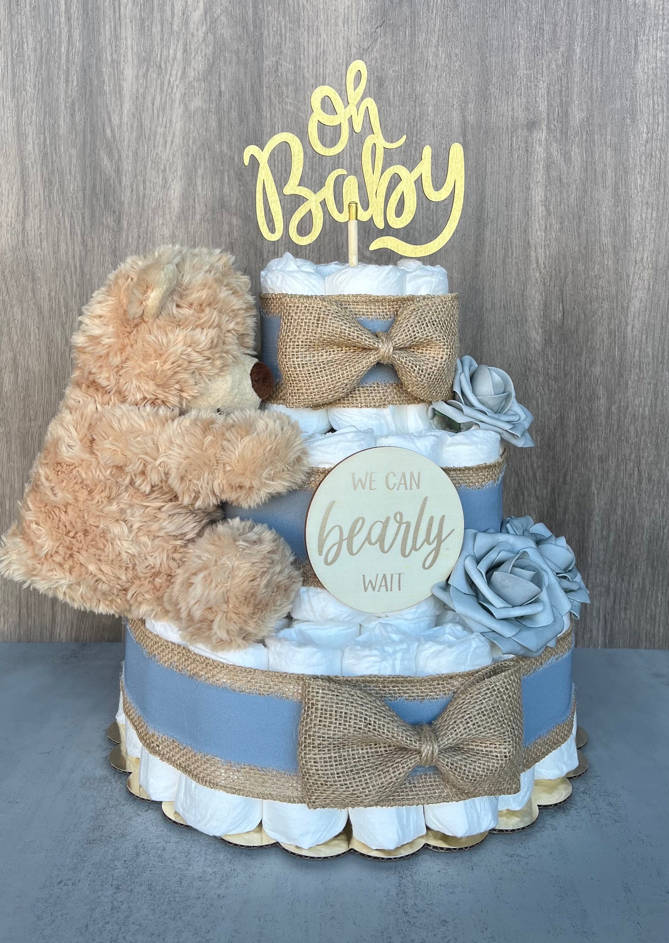 Teddy Bear Diaper Cake Baby Shower Gift Baby Boy Gift Baby Shower ...