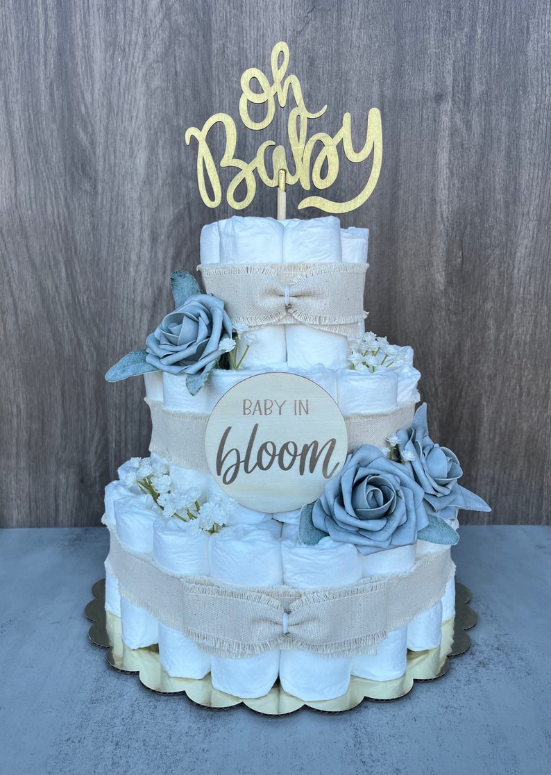 Baby in Bloom Diaper Cake Baby Shower Gift Baby Boy Gift Baby Shower ...