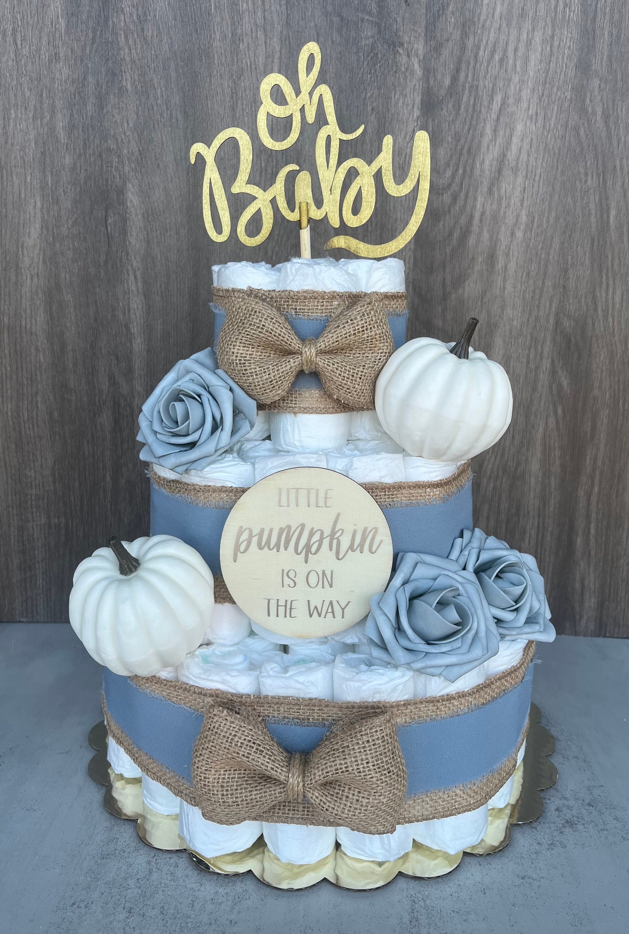 Little Pumpkin Diaper Cake Baby Shower Gift Baby Boy Gift Baby Etsy