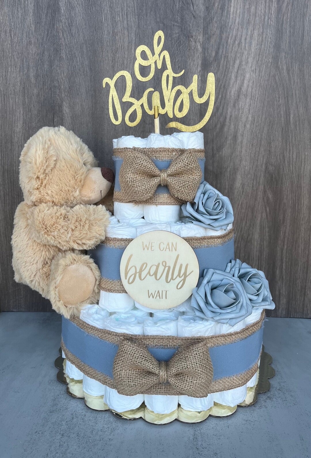 Teddy Bear Diaper Cake Baby Shower Gift Baby Boy Gift Baby - Etsy
