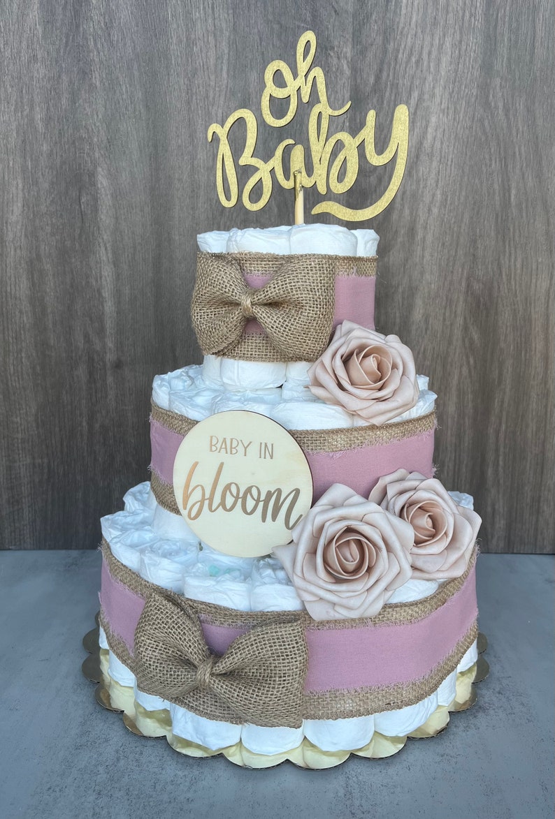 Baby in Bloom Diaper Cake Baby Shower Gift Baby Girl Gift Baby - Etsy
