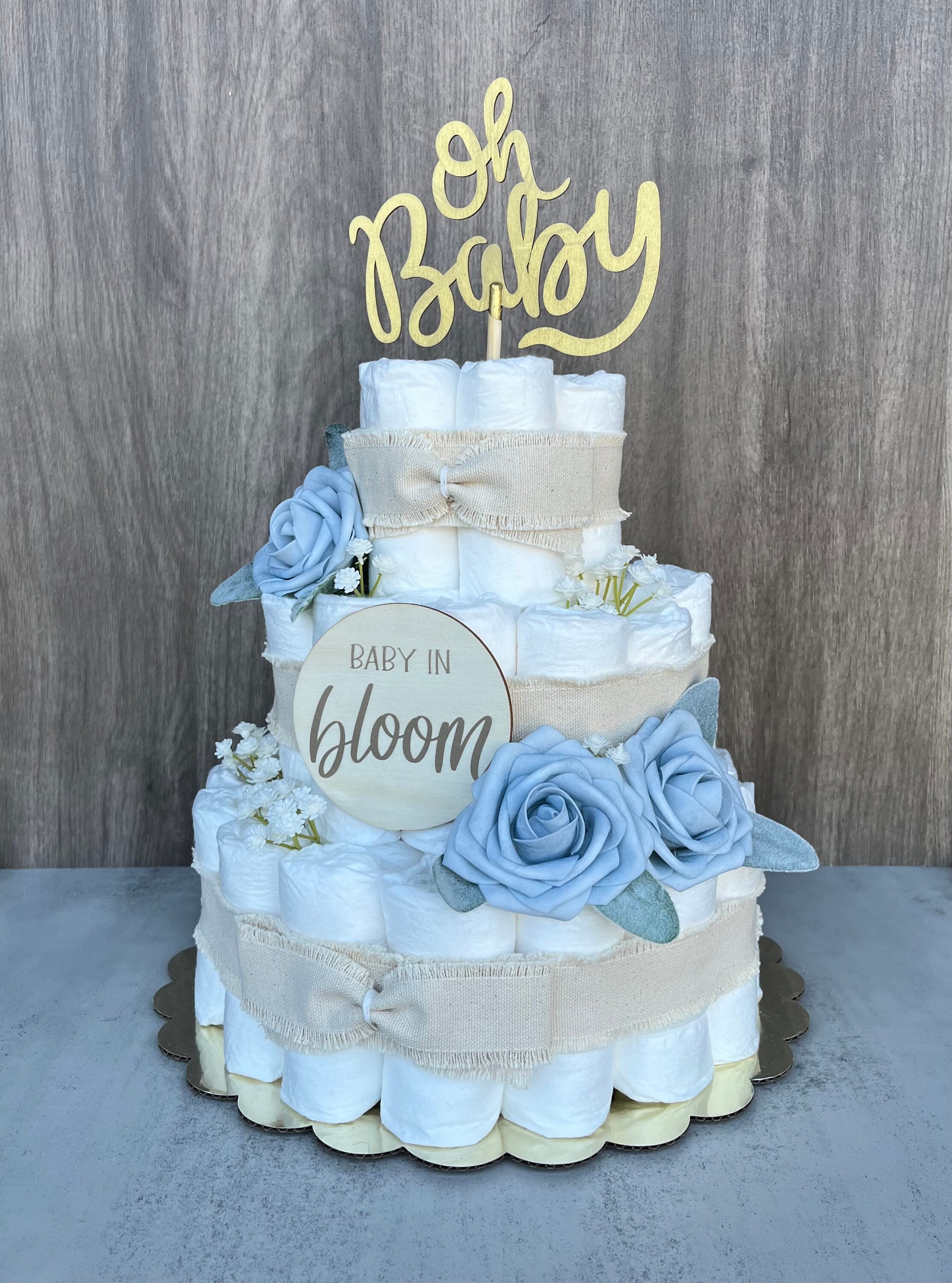 Baby in Bloom Diaper Cake Baby Shower Gift Baby Boy Gift Baby Shower ...