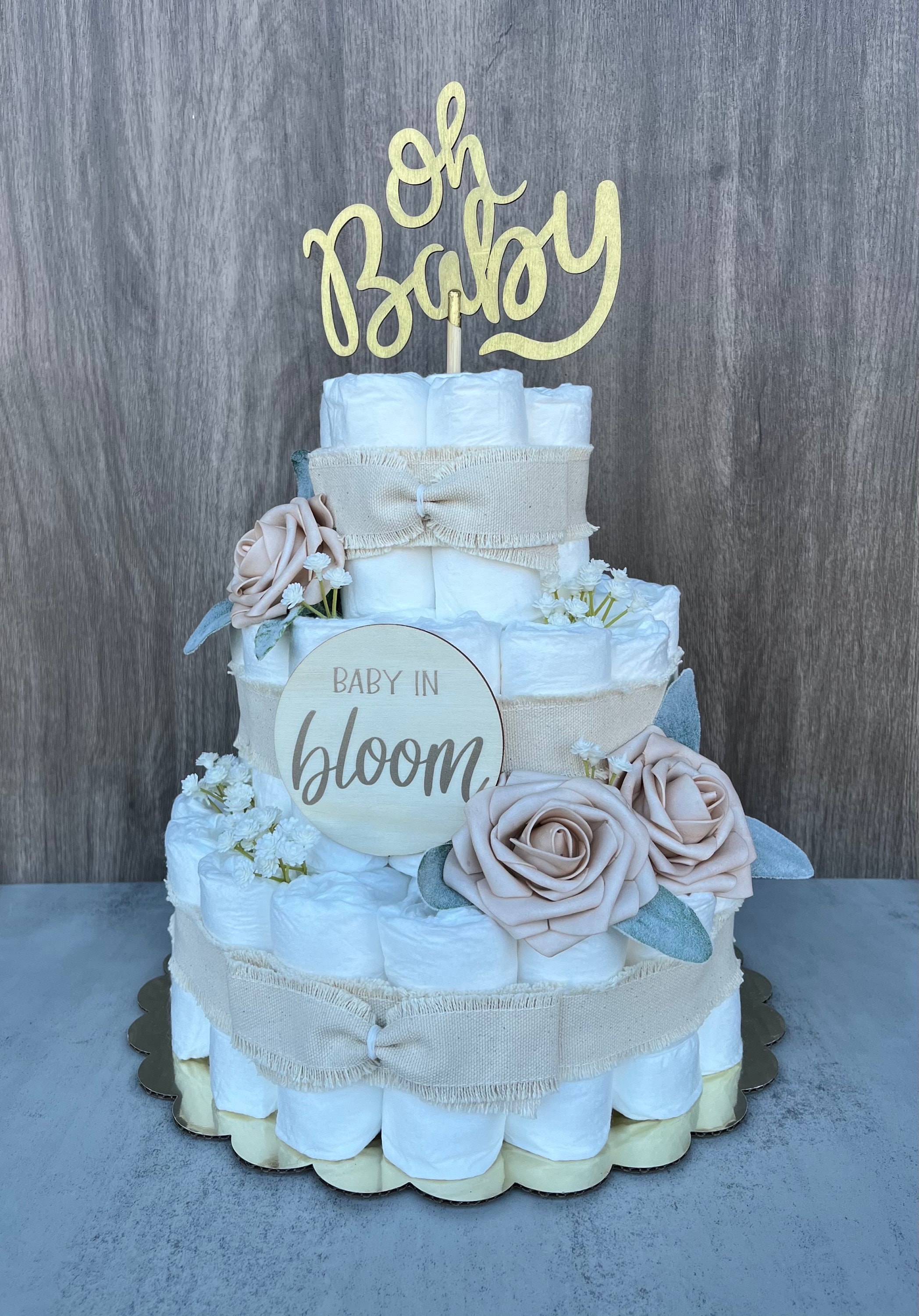 Baby in Bloom Diaper Cake Baby Shower Gift Baby Girl Gift Baby Shower ...