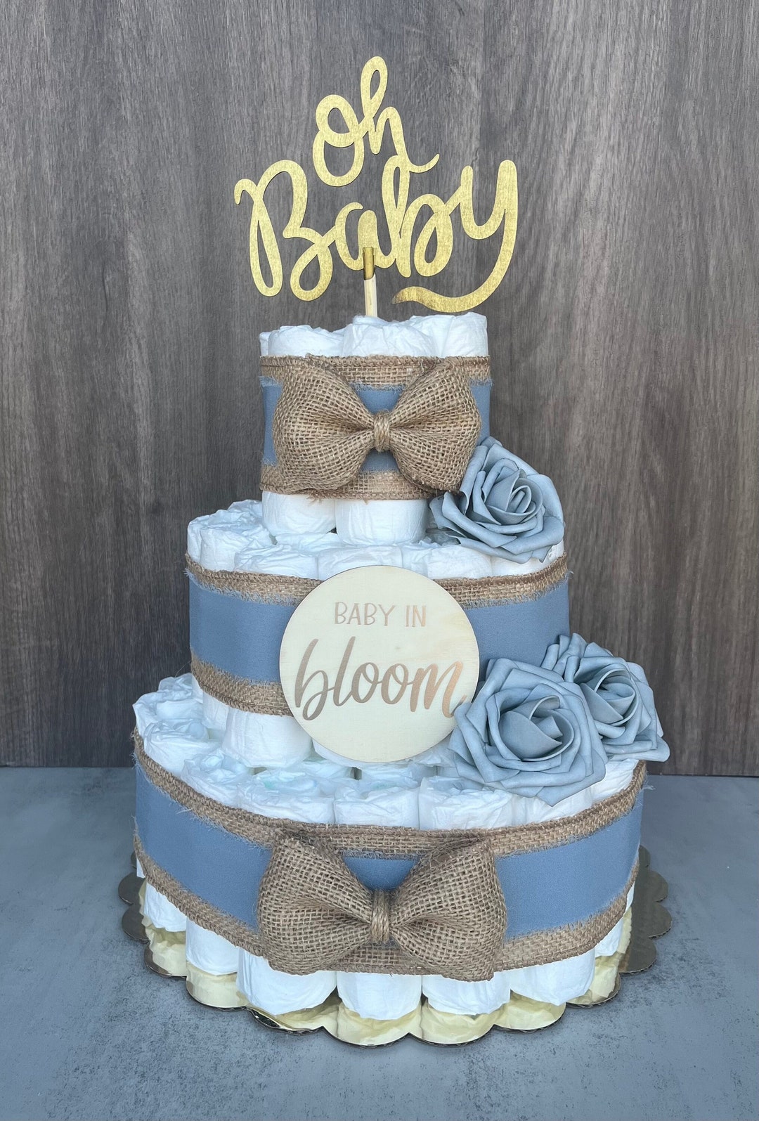 Baby in Bloom Diaper Cake Baby Shower Gift Baby Boy Gift Baby - Etsy