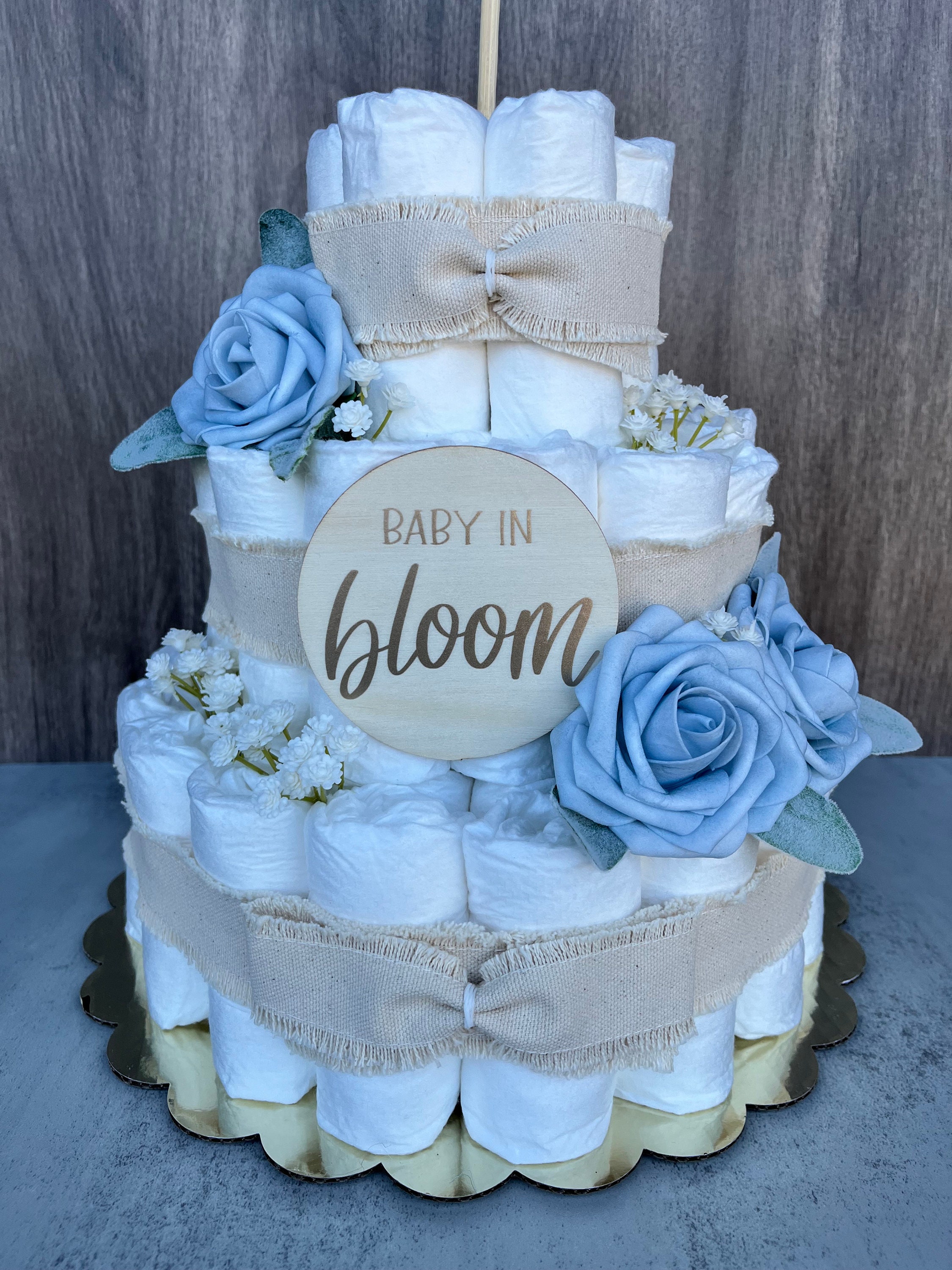 Baby in Bloom Diaper Cake Baby Shower Gift Baby Boy Gift Baby Shower ...
