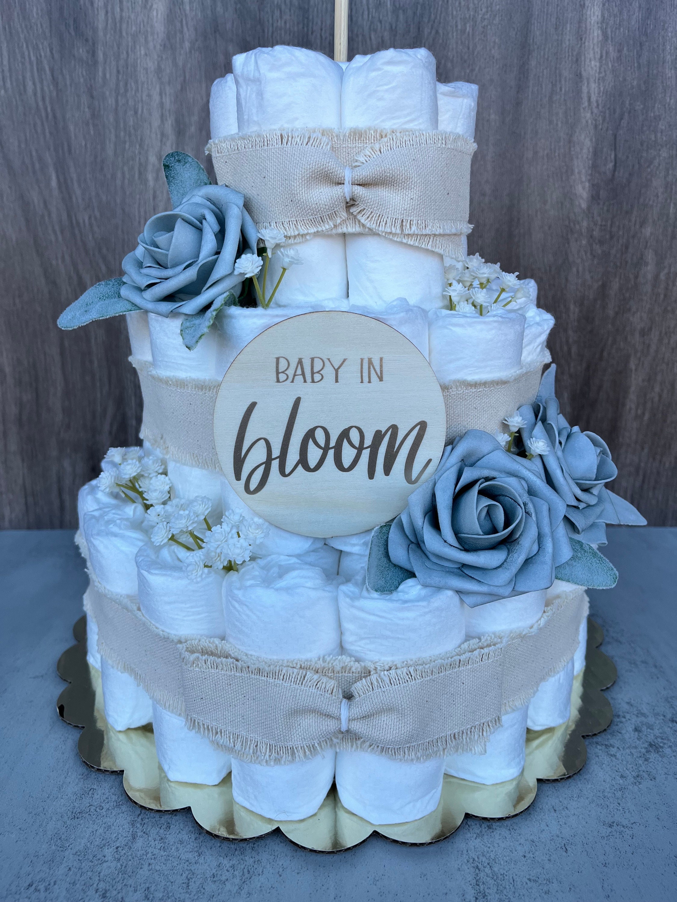 Baby in Bloom Diaper Cake Baby Shower Gift Baby Boy Gift Baby Shower ...