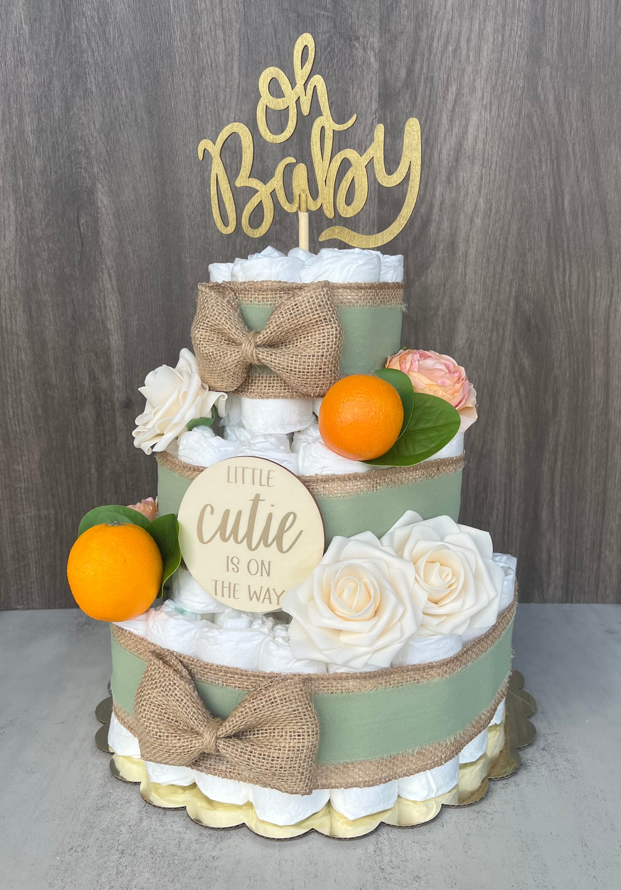 Little Cutie Diaper Cake Baby Shower Gift Gender Neutral Baby Gift Baby ...