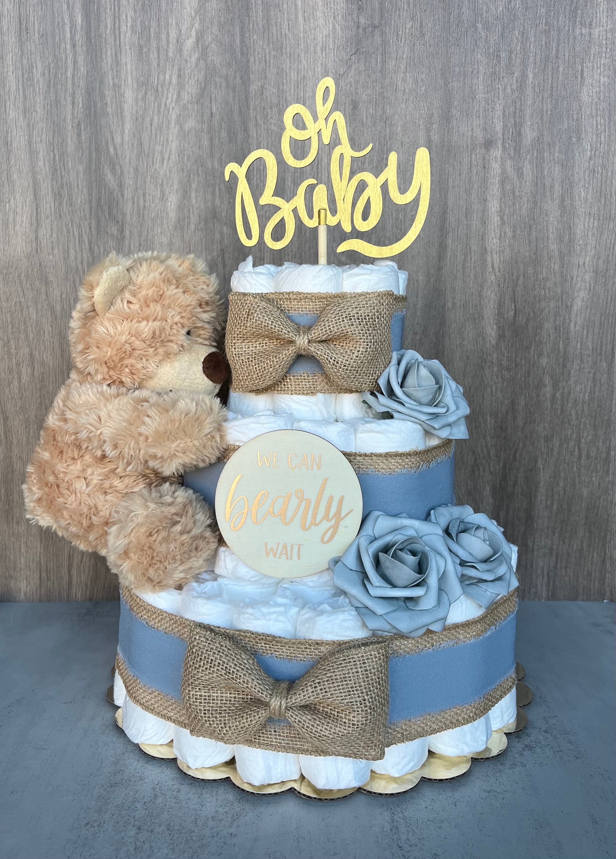 Teddy Bear Diaper Cake Baby Shower Gift Baby Boy Gift Baby Shower ...