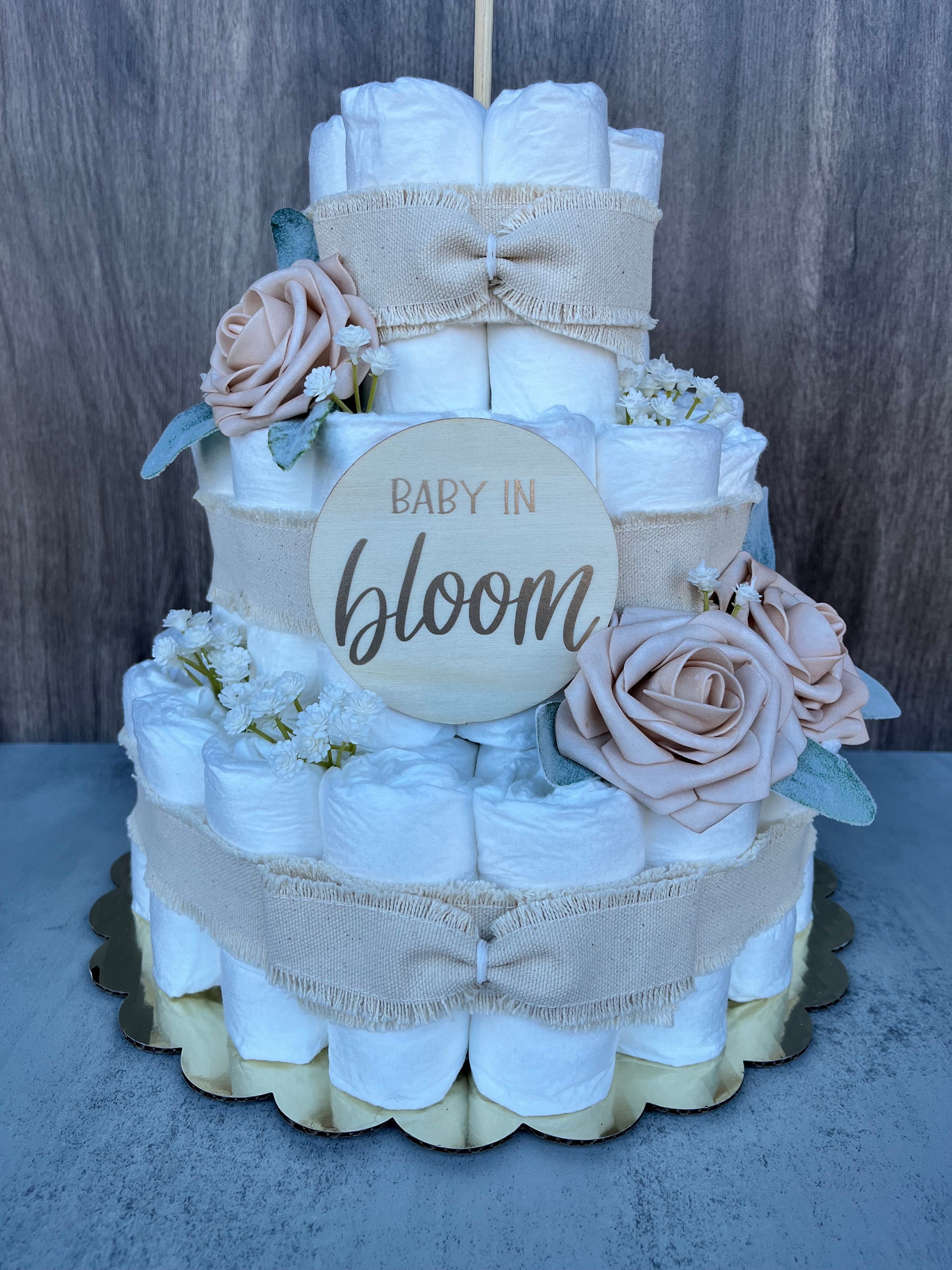 Baby in Bloom Diaper Cake Baby Shower Gift Baby Girl Gift Baby Shower ...
