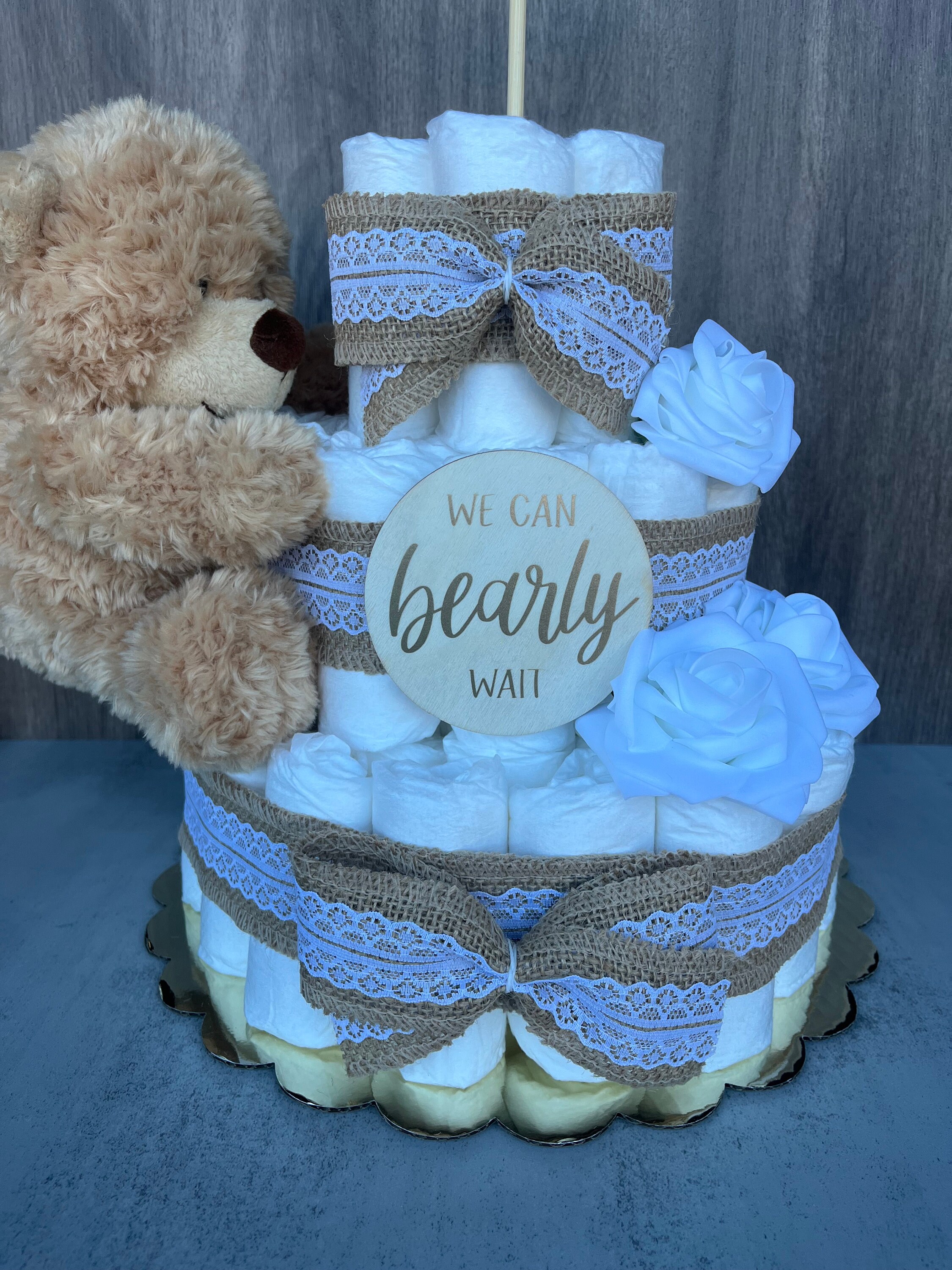 Teddy Bear Diaper Cake Baby Shower Gift Gender Neutral Baby Gift Baby ...