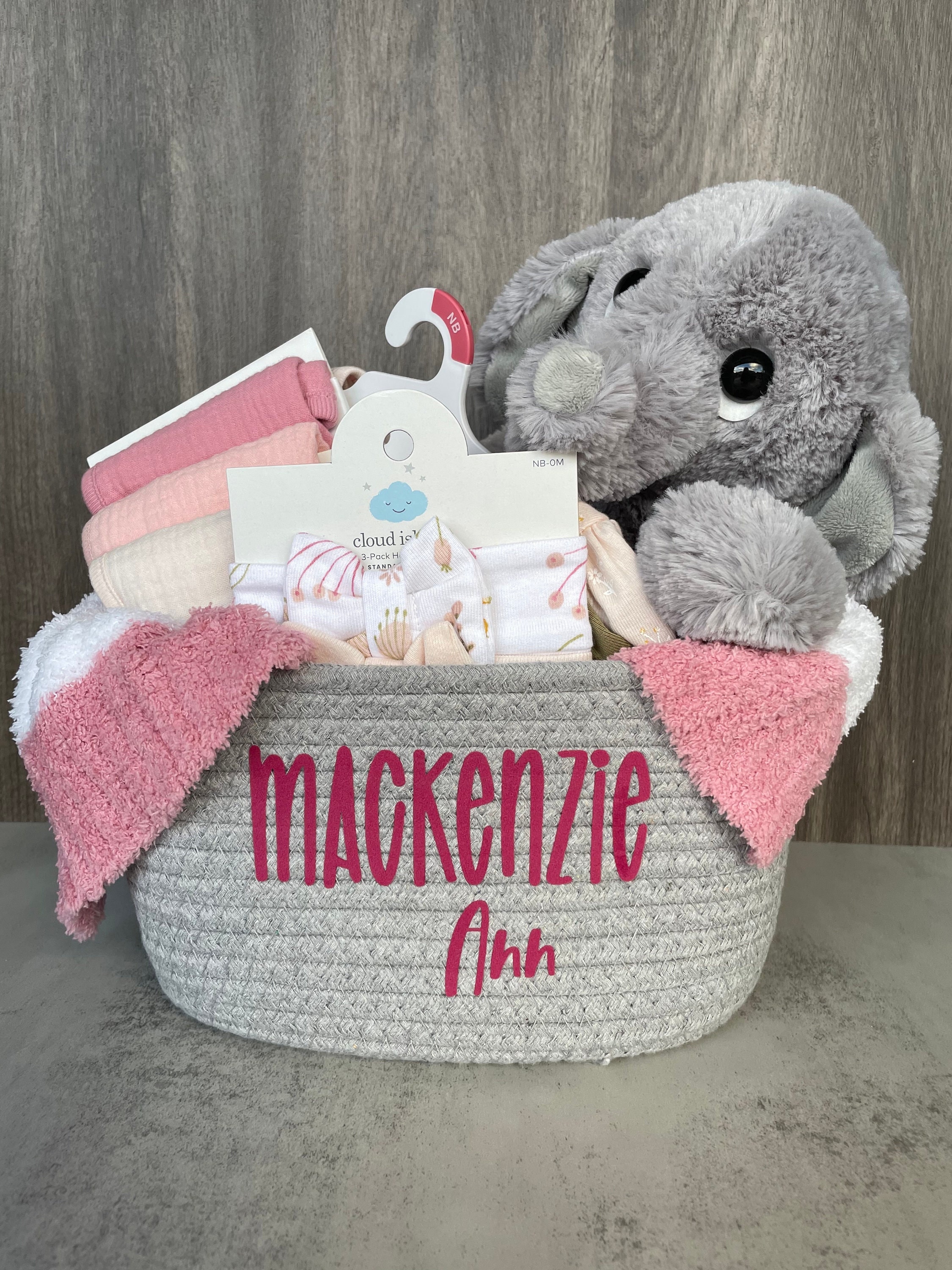 Personalized Basket Baby Shower Basket Custom Name Basket Custom Gift