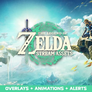 ストリーム アセット オーバーレイ + Twitch アラート | ゼルダの伝説 ブレス オブ ザ ワイルド BOTW / ティアーズ オブ ザ キングダム TOKT | アニメーション スクリーン | ウェブカメラ フレーム