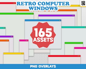 Retro Minimal Computer Window Stream Overlay Pack | Twitch Overlay