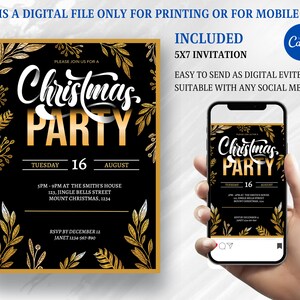 Editable Christmas Party Invitation, Christmas Party Invite, Christmas Party Printable, Holiday Party Invitation, Christmas Tree Invitations