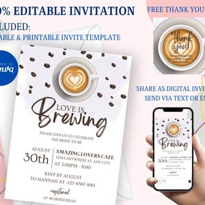 Love is Brewing Bridal Shower Invitation Template Coffee Bridal Shower Brunch Expresso Shower Couples Cheers and Beers Wedding Shower Invite