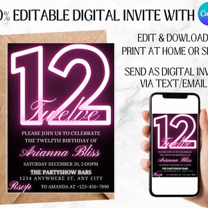 1st to 101 Birthday Dinner Invitation, Black and Pink Invitation, Agate Printable or Text Invite, Pink and black birthday invite