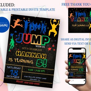 1st to 101st Boys and Girls Birthday Party Invitation, Trampoline Party Bounce House Party Jump Party, Let&#39;s Jump Birthday Invite