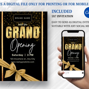 Elegante Business Grand Opening-sjabloon, bedrijfslancering uitnodigingsontwerp, bewerkbare marketingflyer, afdrukbare uitnodiging voor kleine zakelijke evenementen