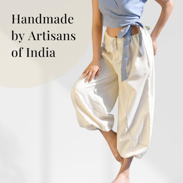 Harem Pants with Pockets Handmade with Organic Cotton - Comfy Yoga Pants For Women - Gift for Yoga Lovers