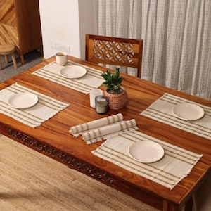 Handmade Natural Grass Dining Table Mats | Dinner Placemats For Dining Table | Heat Resistant | 12x18 inches (Set of 4/6, Off white)