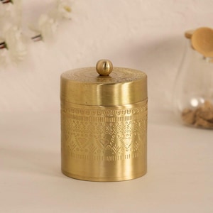 Handcrafted Brass Jar with Lid for Tea, Sugar and Spice in Kitchen Use | Handmade in India