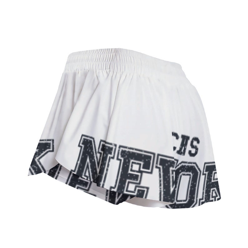a white shorts with a black and white print on it