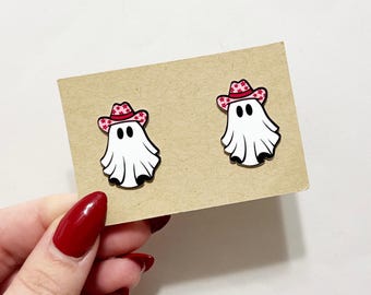 Spooky Cowboy ghost stud earrings