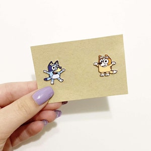 Blue cartoon dog kids stud earrings