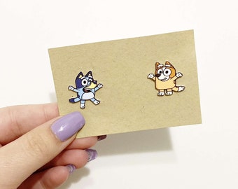 Blue cartoon dog kids stud earrings