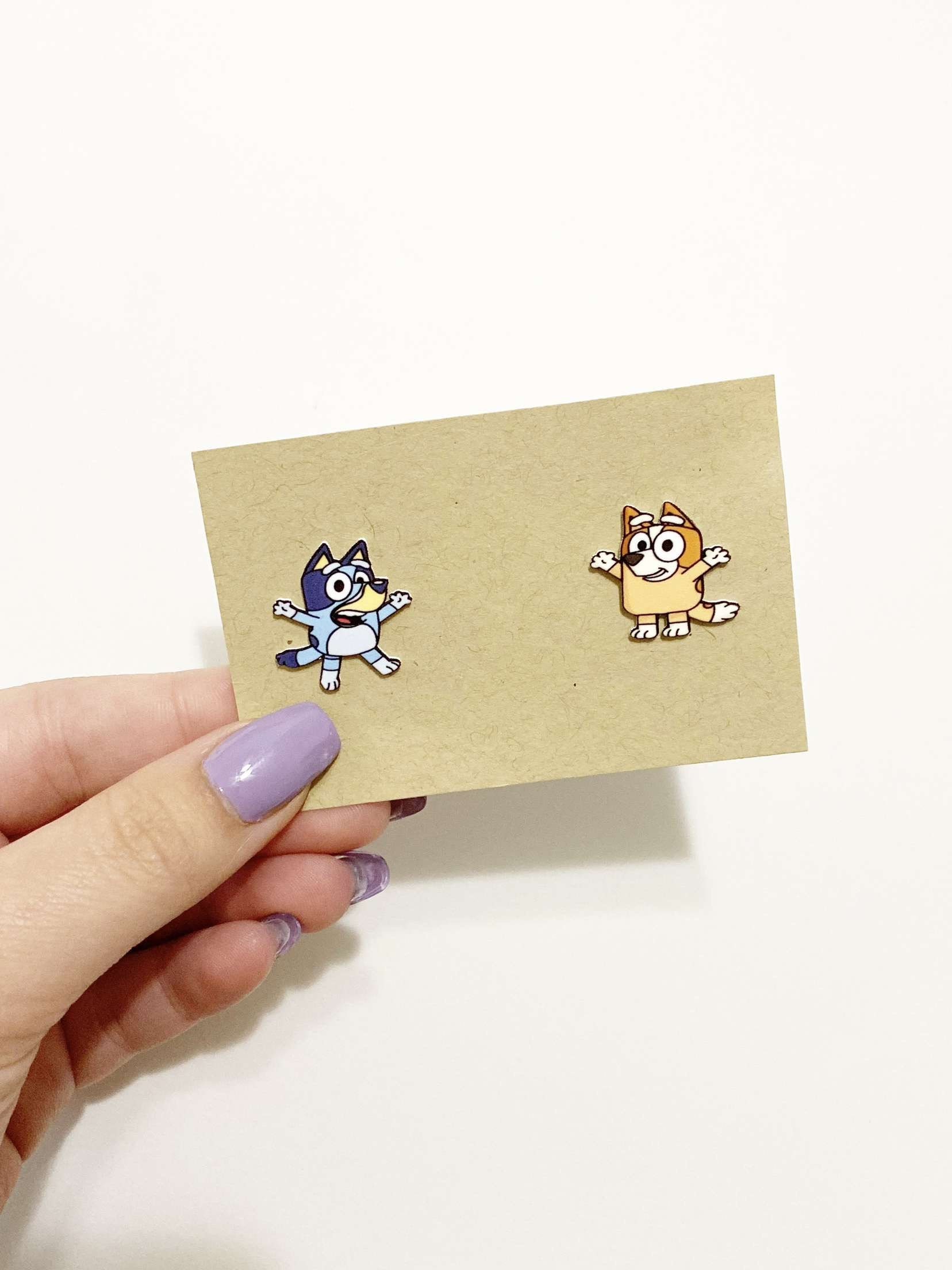 Blue cartoon dog kids stud earrings