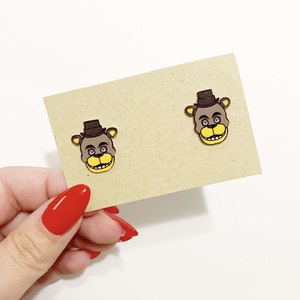 Video game horror bear stud earrings