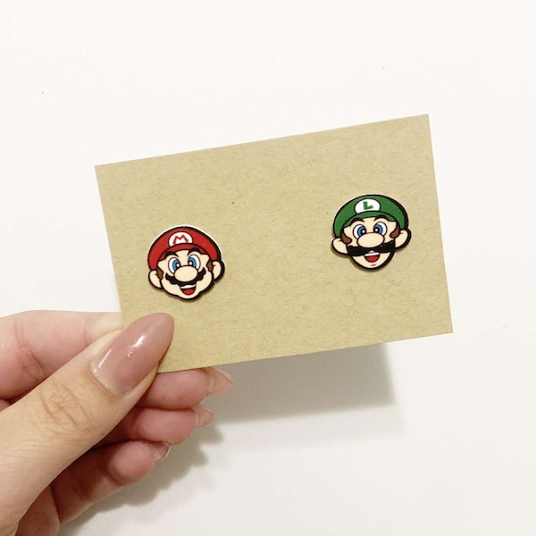 Video game go cart brothers stud earrings