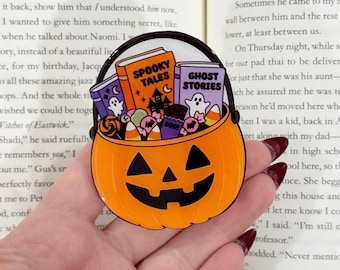 Bookish Jack o lantern pail phone grip, Halloween phone grips, spooky season acessories