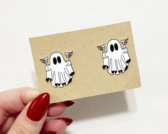 Dirty Martini Ghost Stud Earrings: Bartender Gift