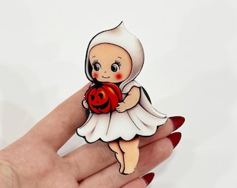Kewpie Baby ghost Phone Grip: Spooky Halloween Style