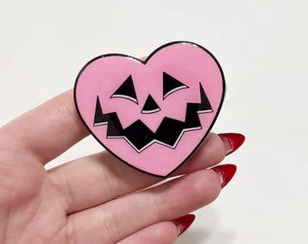 Pink Jack O'Lantern Heart Phone Grip: Halloween Accessory