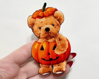Halloween Pumpkin Bear Phone Grip: Fall Kindle Reader Accessory