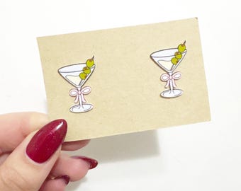 Dirty martini stud earrings, Bartender Gifts, Martini earrings