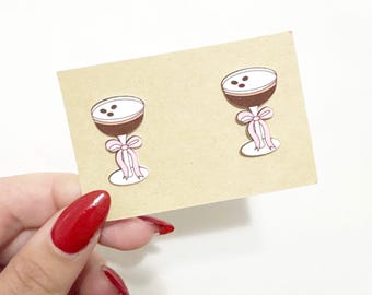 Espresso martini stud earrings, Bartender Gift, Espresso Bean Earrings, Birthday Celebration Gift for Her