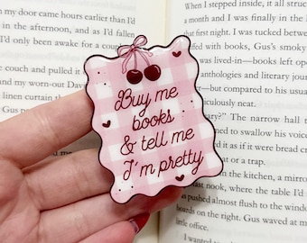 Cherry Pink Kindle Grip: "Buy Me Books" Ereader Accessory
