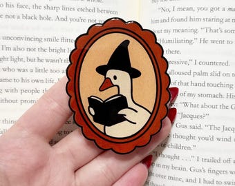Cozy Halloween goose reading kindle grip, Halloween phone grips, fall kindles